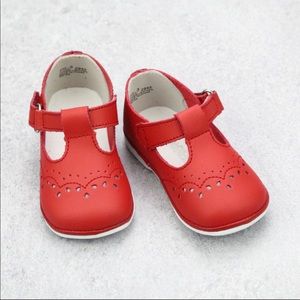 Angel Baby Girls Red Leather T-Strap Mary Janes